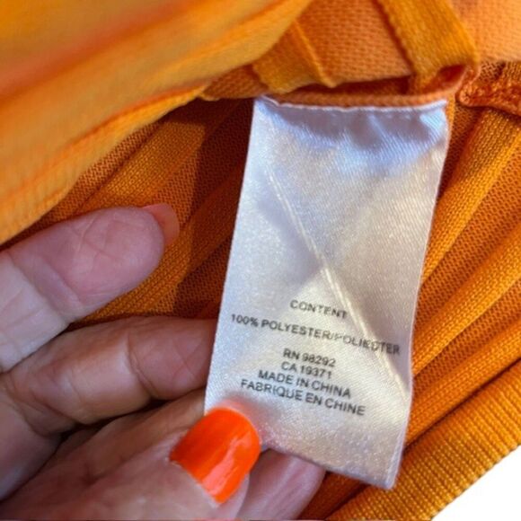 Tibi Tech Poly Ribbed Wrap Super Stretchy Sweater Orange Tie Knot Size Medium - Picture 10 of 14